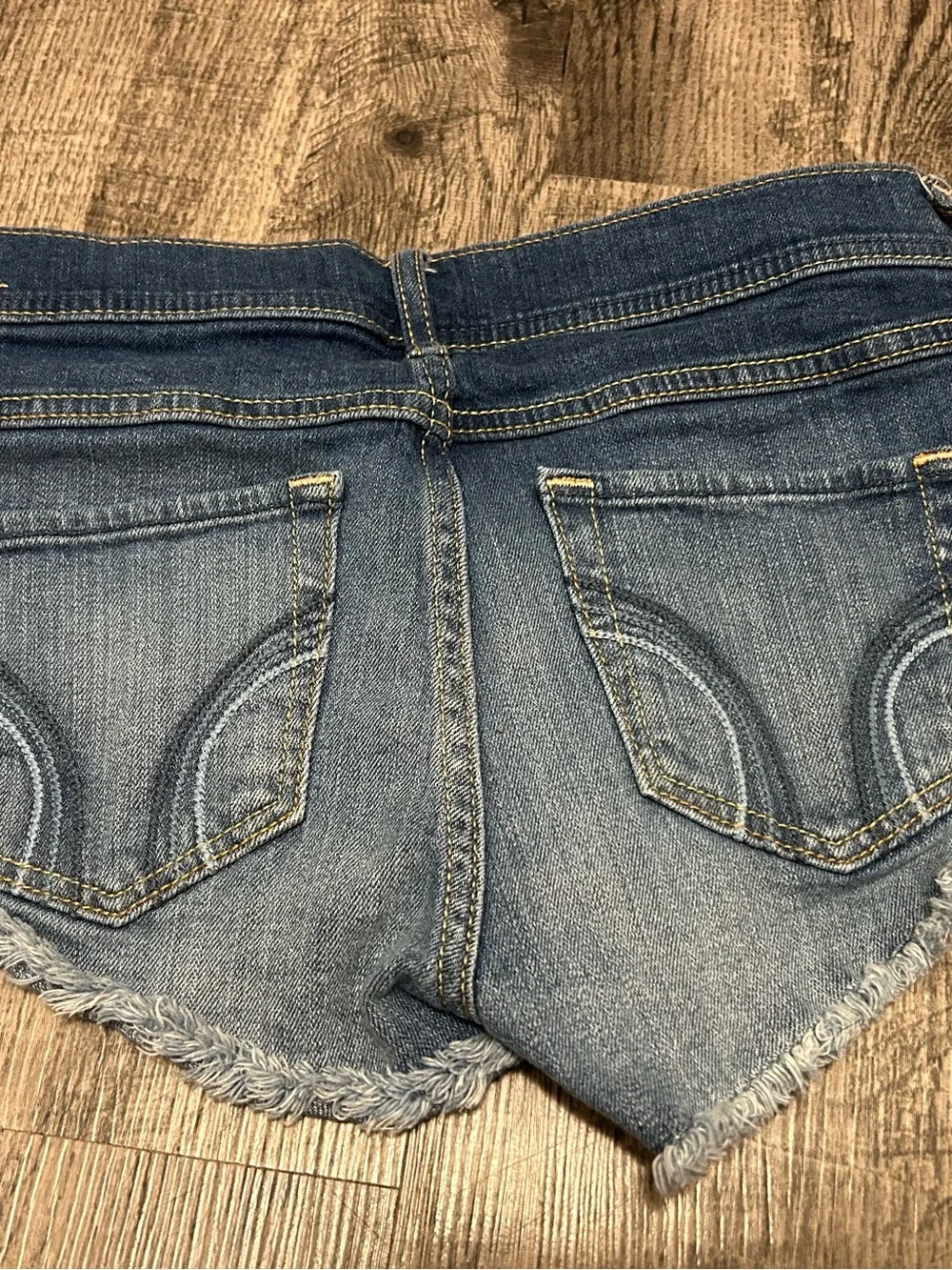 Hollister Frayed Dark Blue Denim Cutoff Shorts